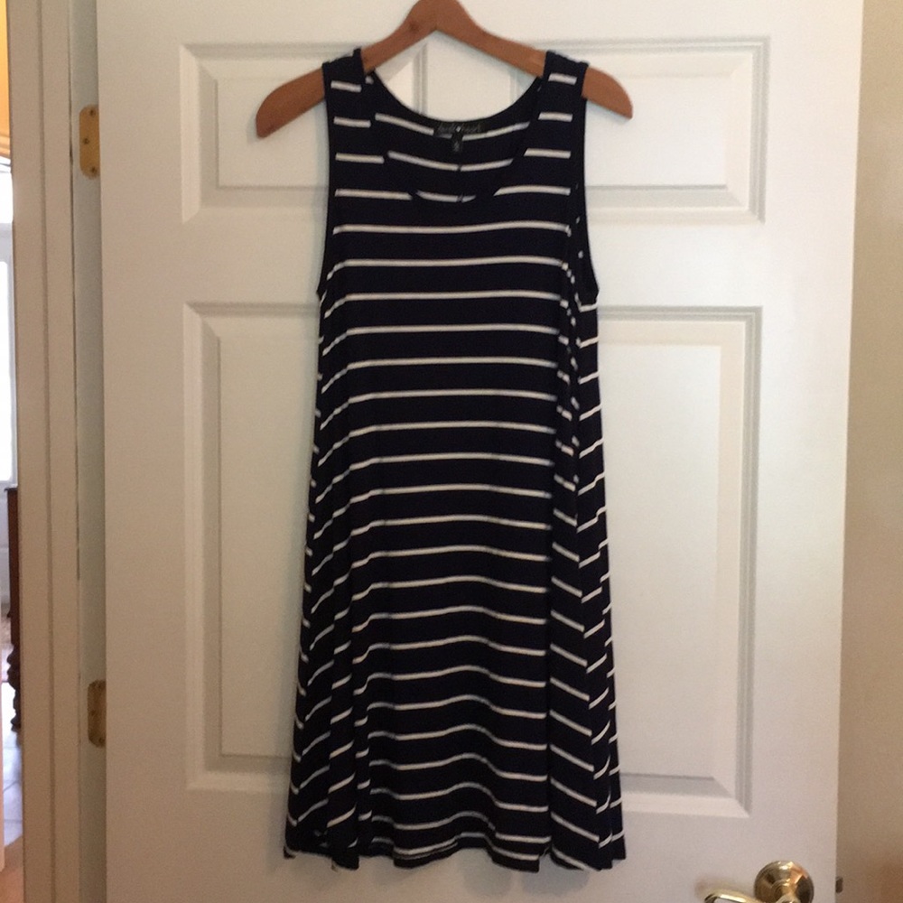 Navy & White Striped Shift Dress